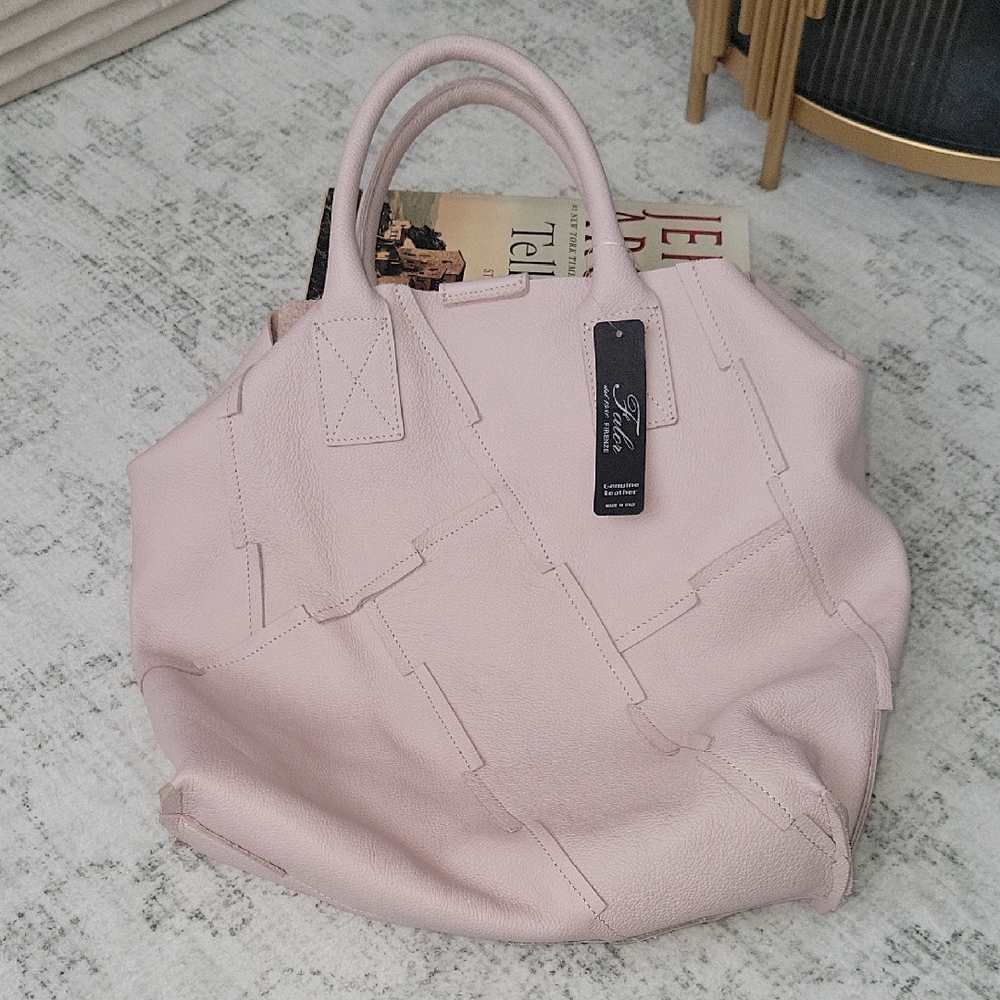 Falor Leather Cream Collor Tote Bag